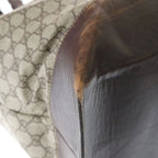 Gucci GG Supreme Logo Patch Leather Hand Tote Bag Brown Beige — view 5