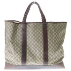 Gucci GG Supreme Logo Patch Leather Hand Tote Bag Brown Beige — view 2