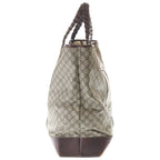 Gucci GG Supreme Logo Patch Leather Hand Tote Bag Brown Beige — view 3