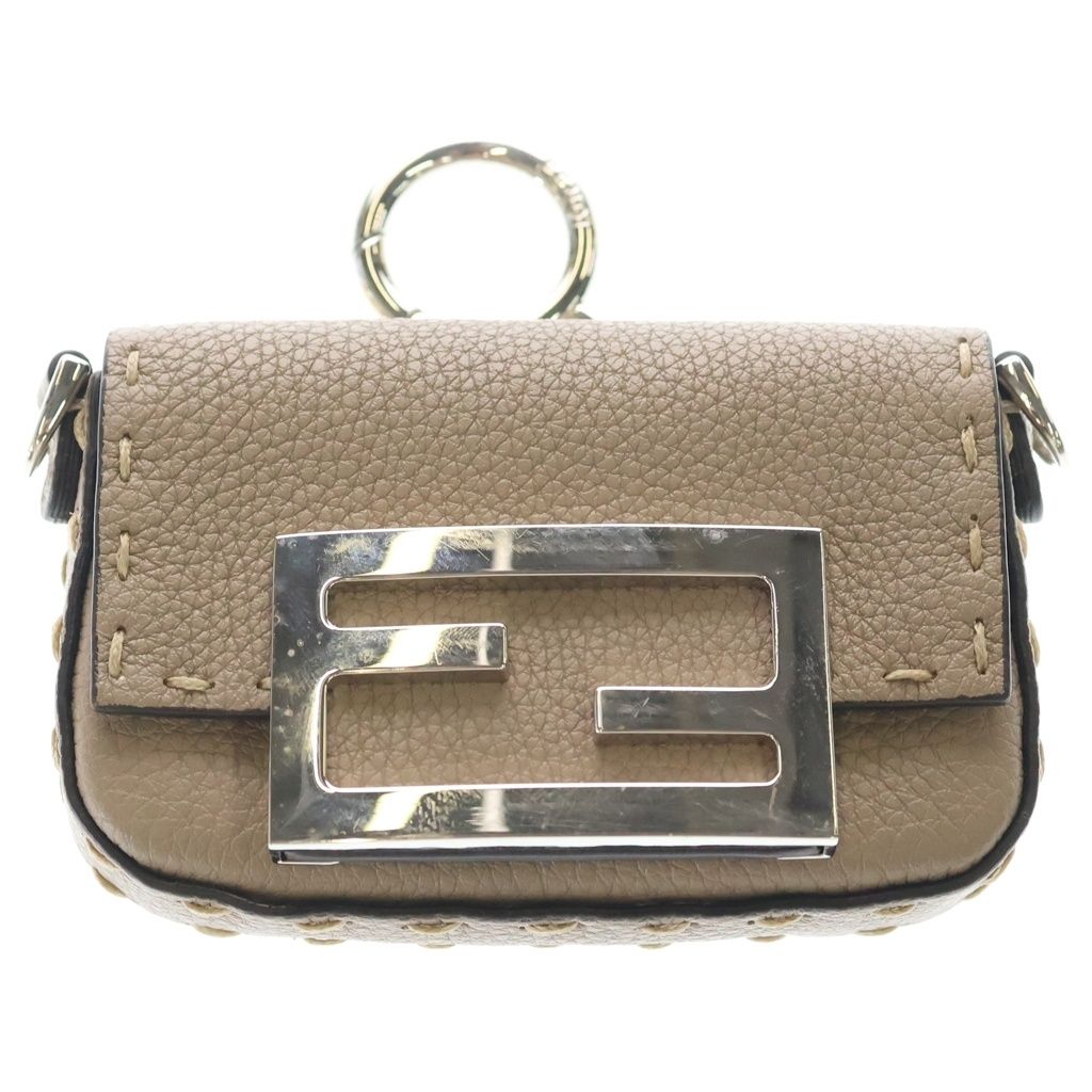 Fendi Nano Bucket Mini 2-Way Shoulder Pouch Chain Gray Ju Leather 7 Silver