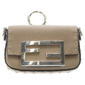 Fendi Nano Bucket Mini 2-Way Shoulder Pouch Chain Gray Ju Leather 7 Silver