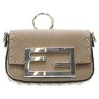 Fendi Nano Bucket Mini 2-Way Shoulder Pouch Chain Gray Ju Leather 7 Silver