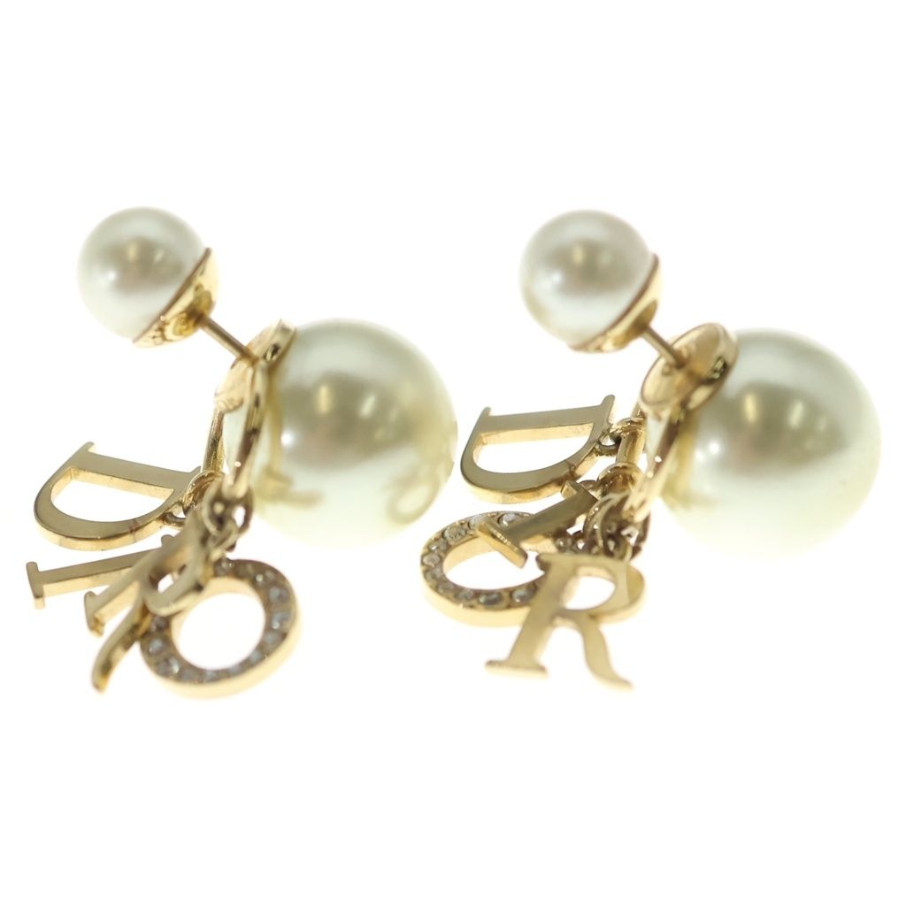 Dior Tribales Earrings Logo Pearl Rhinestone Gold — view 3