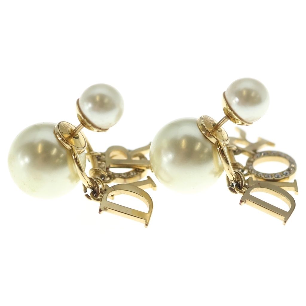 Dior Tribales Earrings Logo Pearl Rhinestone Gold — view 4