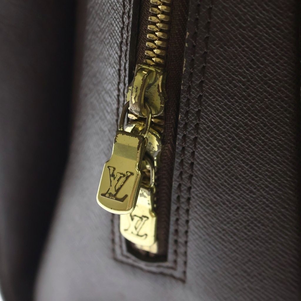 Louis Vuitton Damier Triana Handbag Brown Leather Gold — view 7