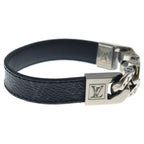 Louis Vuitton Monogram Eclipse Bra Mono Chain Leather Blur Black Silver Bracelet — view 3