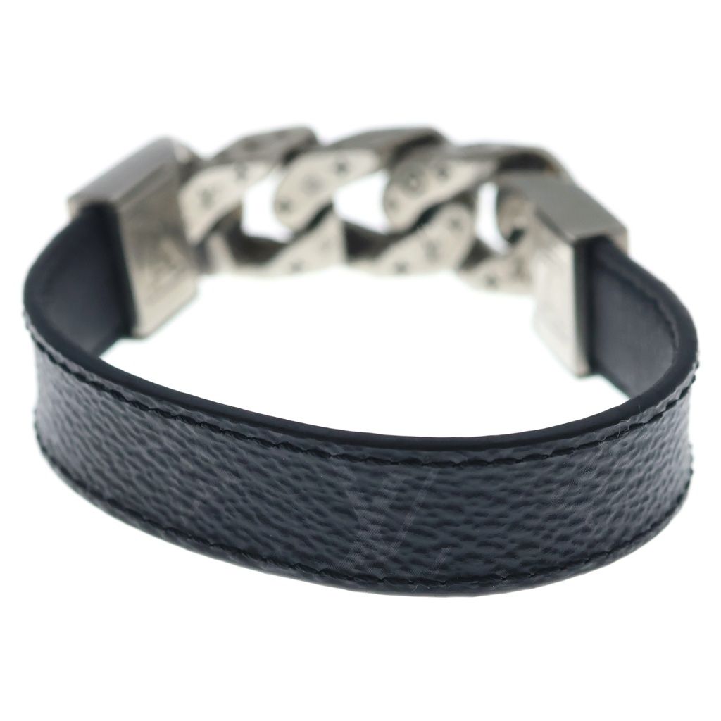 Louis Vuitton Monogram Eclipse Bra Mono Chain Leather Blur Black Silver Bracelet — view 2