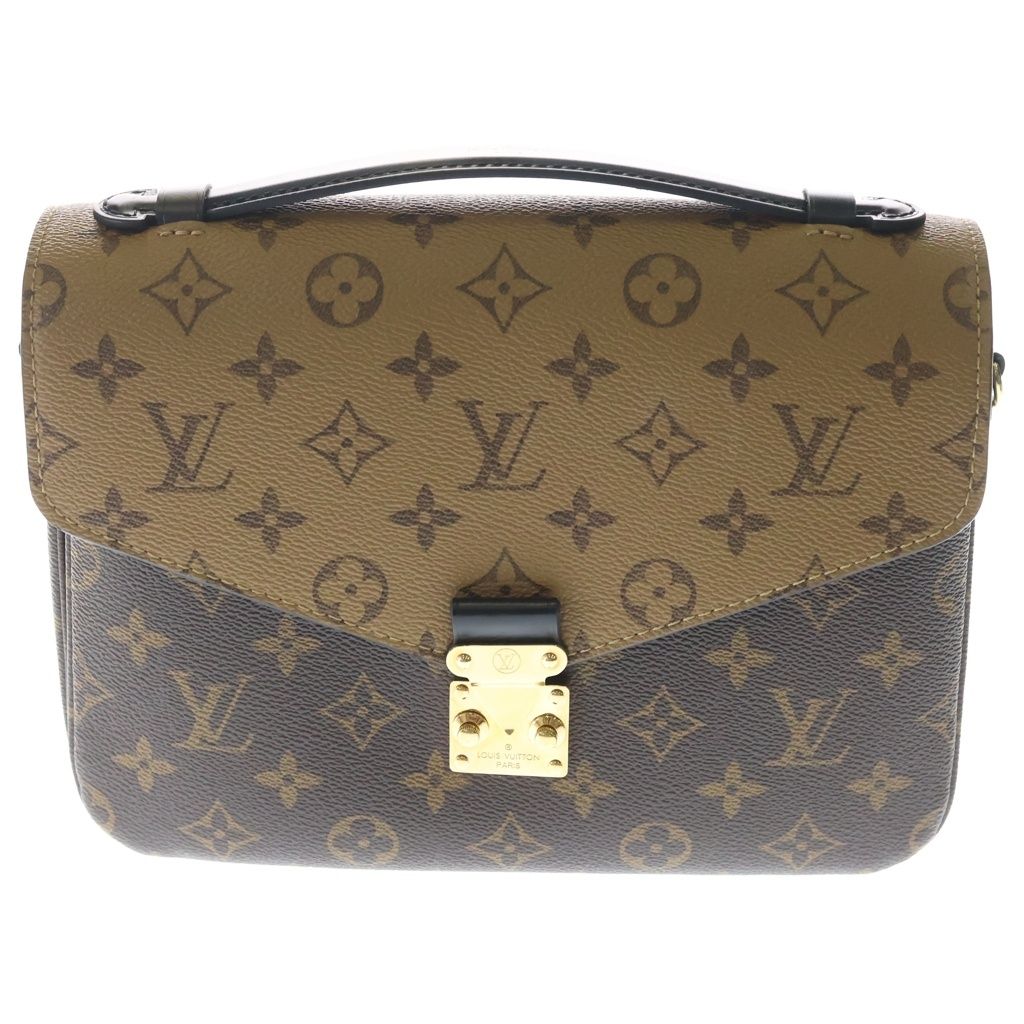 Louis Vuitton Pochette Metis MM Monogram Reverse Leather 2-Way Bag Brown