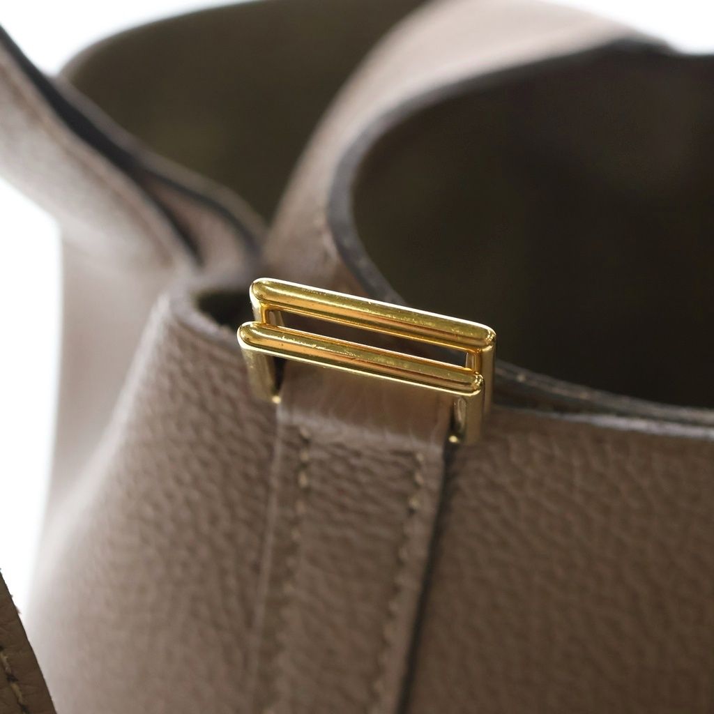 Hermes Picotin Lock 18 Mini Bag Taurillon Beige Dweimar Brown Gold — view 6