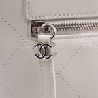 Chanel Quilted CC Logo Leather Bucket Bag 2-Way White 27 — view 7