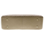 Chanel Quilted Caviar Leather Gold Chain Tote Bag Beige — view 4