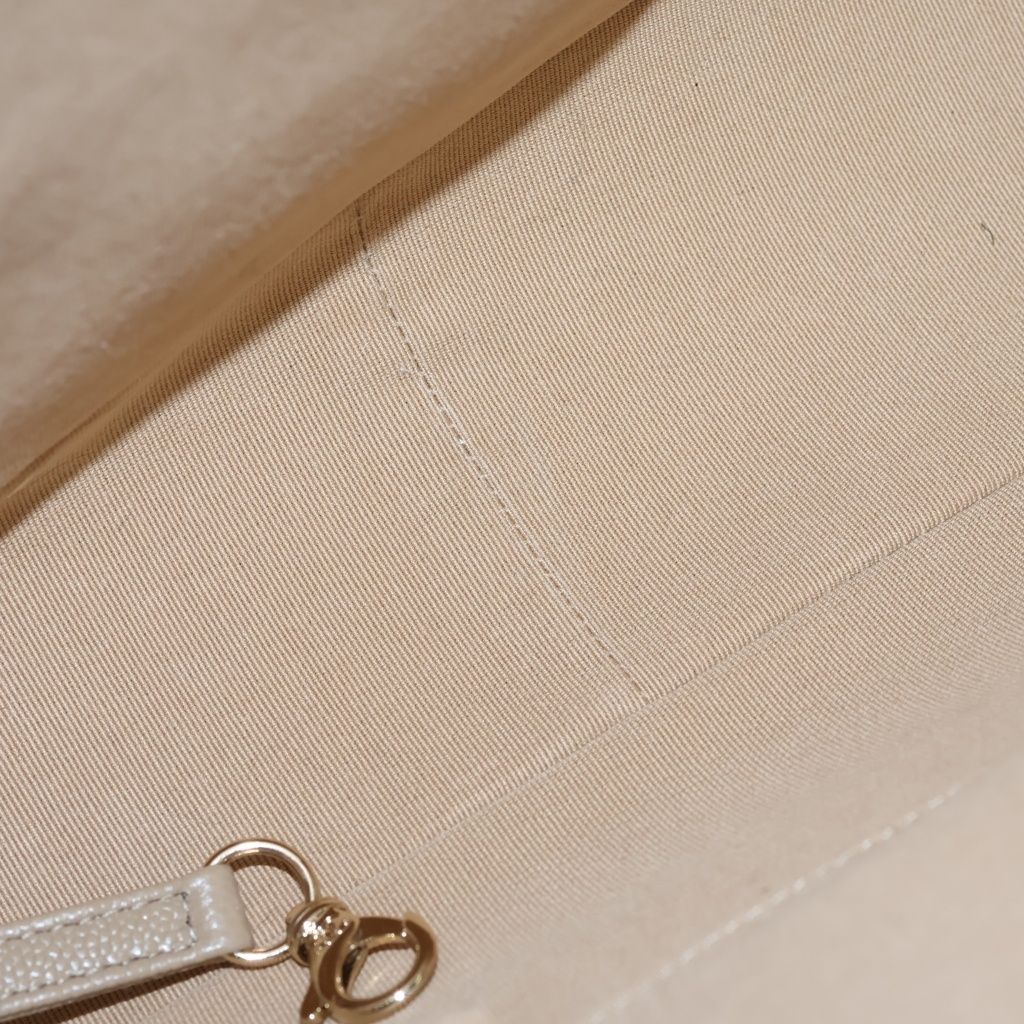 Chanel Quilted Caviar Leather Gold Chain Tote Bag Beige — view 7