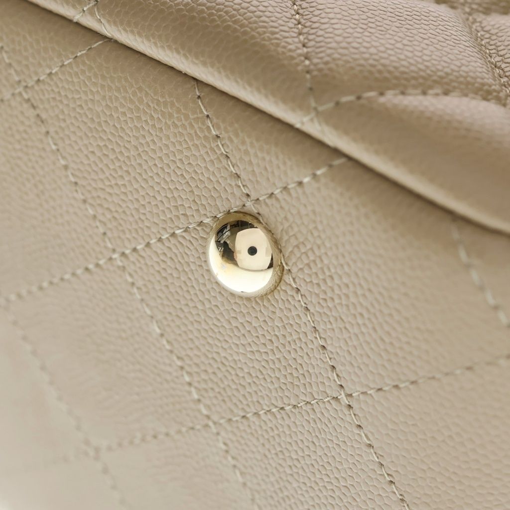 Chanel Quilted Caviar Leather Gold Chain Tote Bag Beige — view 5