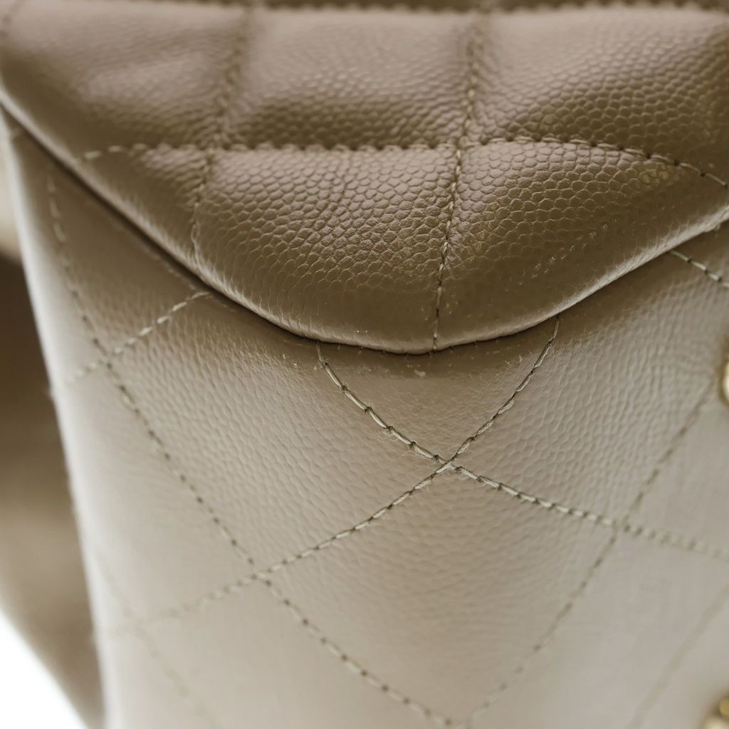 Chanel Quilted Caviar Leather Gold Chain Tote Bag Beige — view 6