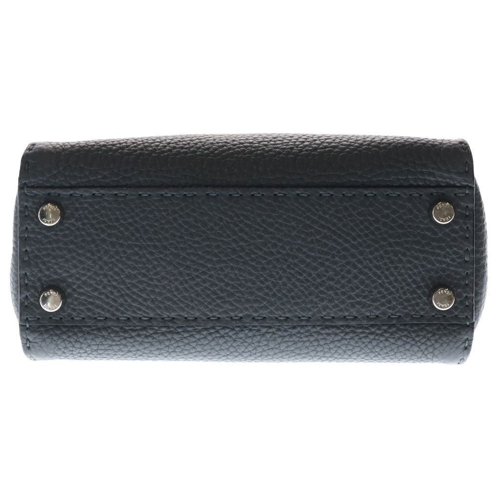 Fendi Peekaboo Mini Selleria 2-Way Shoulder Bag Dark Gray Leather Silver — view 4