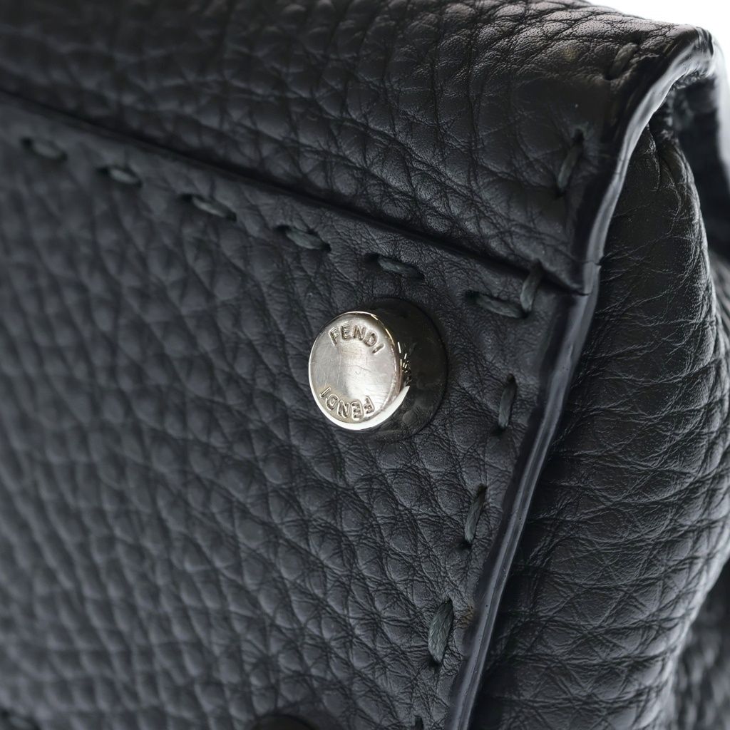 Fendi Peekaboo Mini Selleria 2-Way Shoulder Bag Dark Gray Leather Silver — view 5