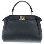 Fendi Peekaboo Mini Selleria 2-Way Shoulder Bag Dark Gray Leather Silver — view 2