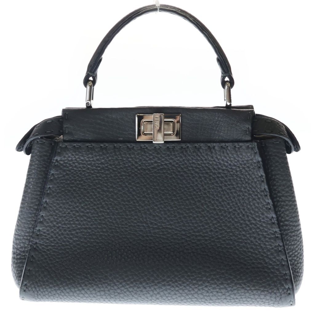 Fendi Peekaboo Mini Selleria 2-Way Shoulder Bag Dark Gray Leather Silver — view 2