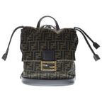 Fendi Zucca FF Jacquard FF Logo Backpack Silver Brown