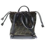 Fendi Zucca FF Jacquard FF Logo Backpack Silver Brown — view 2