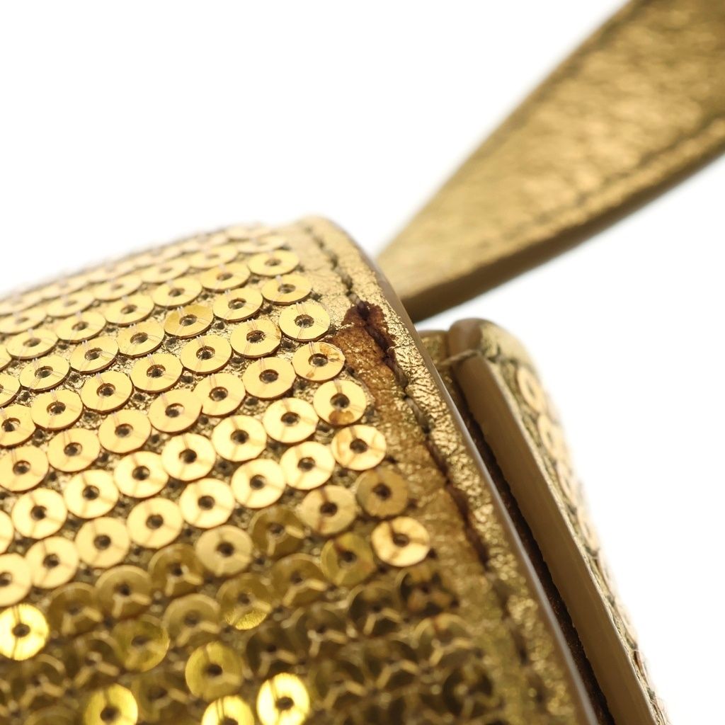 Celine Triomphe Mini Laminated Sequin Shoulder Bag Gold Leather — view 5