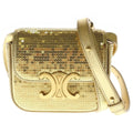 Celine Triomphe Mini Laminated Sequin Shoulder Bag Gold Leather