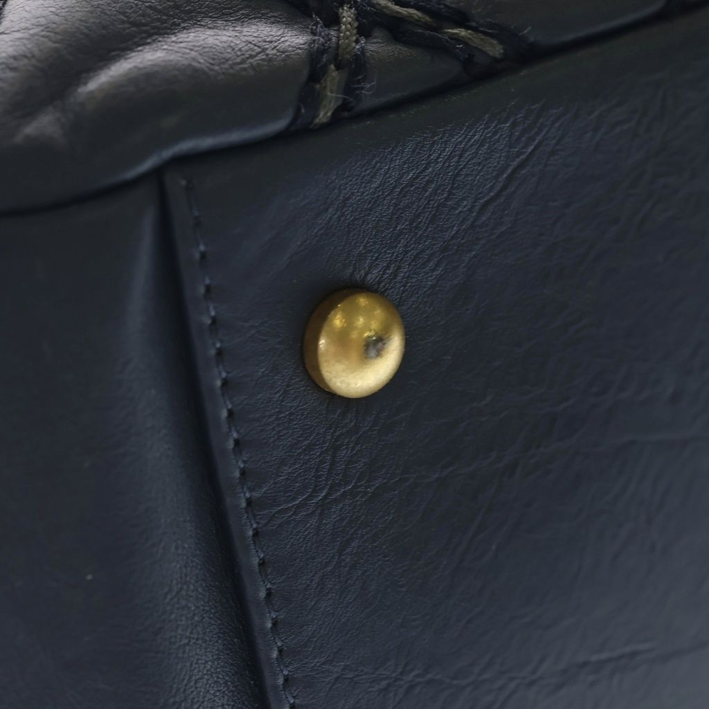 Chanel Wild Stitch Quilted Leather Chain Shoulder Tote Bag Gold Navy 19 — view 6