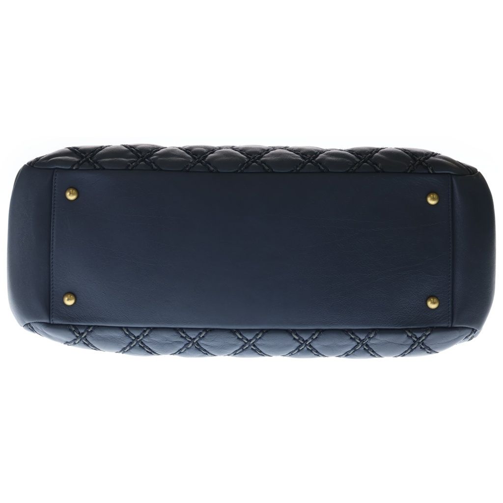 Chanel Wild Stitch Quilted Leather Chain Shoulder Tote Bag Gold Navy 19 — view 4