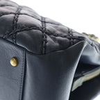 Chanel Wild Stitch Quilted Leather Chain Shoulder Tote Bag Gold Navy 19 — view 5