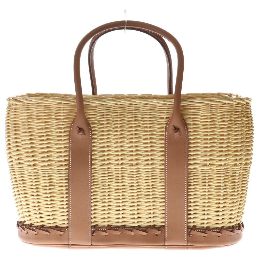 Hermes Garden Picnic PM Gold Natural Rattan Raffia Vor Swift Basket Handbag