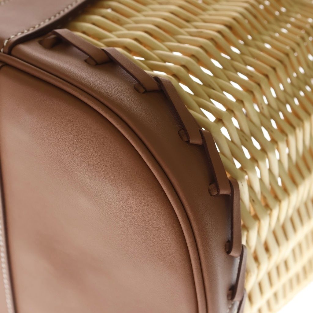 Hermes Garden Picnic PM Gold Natural Rattan Raffia Vor Swift Basket Handbag — view 5