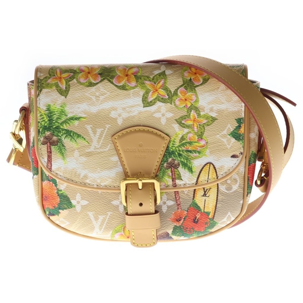 Louis Vuitton Monogram Surf Montsouris Messenger PM Shoulder Bag Beige Leather