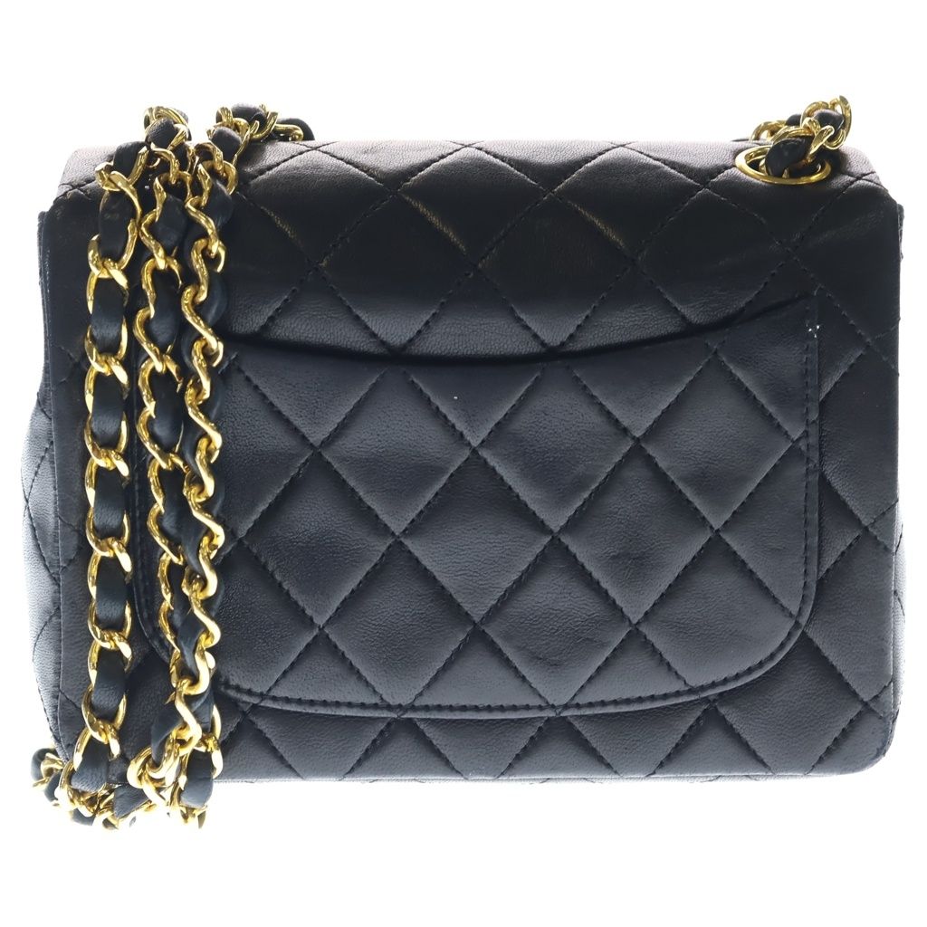 Chanel Mini Quilted S Flap S Chain Shoulder Bag Black Lambskin Gold — view 2