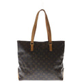 Louis Vuitton Monogram Cabas Mezzo Tote Bag Brown Leather Gold
