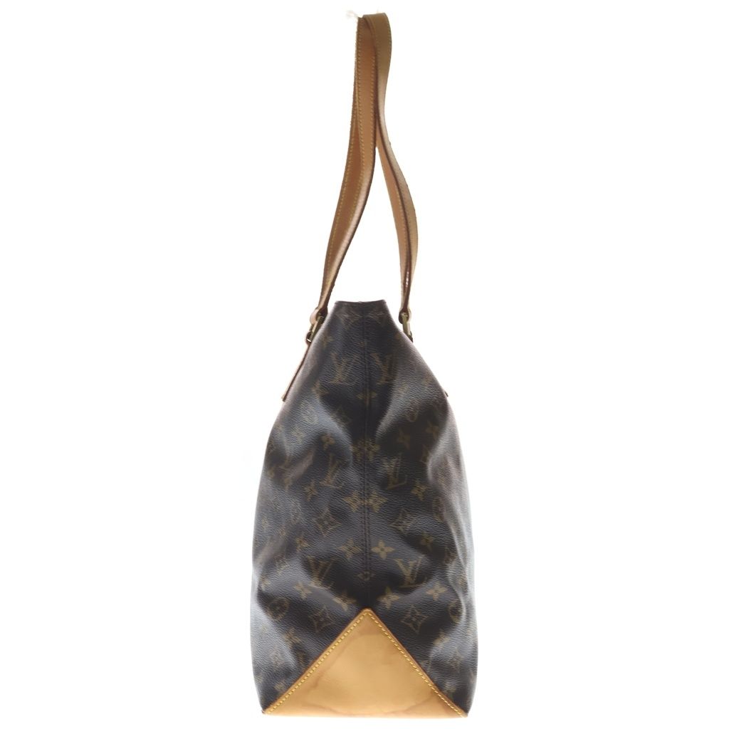 Louis Vuitton Monogram Cabas Mezzo Tote Bag Brown Leather Gold — view 3
