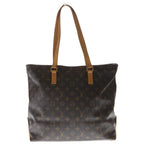 Louis Vuitton Monogram Cabas Mezzo Tote Bag Brown Leather Gold — view 2