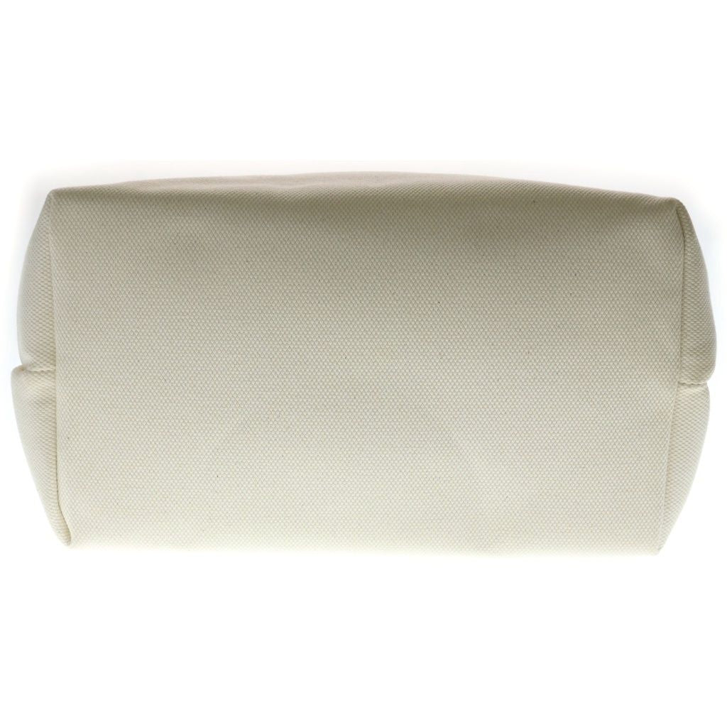 Celine Horizontal Cabas Tote Back Handbag Ivory Brown Canvas Leather Gold — view 4