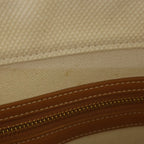Celine Horizontal Cabas Tote Back Handbag Ivory Brown Canvas Leather Gold — view 7