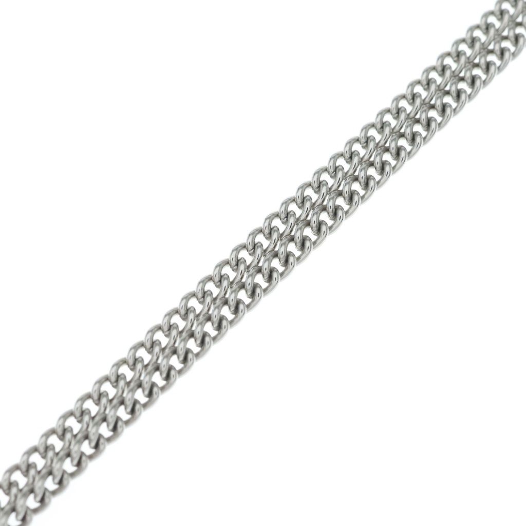 Chanel CC Logo Round Rhinestone Leather Chain Necklace Silver 26c — view 4