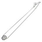 Chanel CC Logo Round Rhinestone Leather Chain Necklace Silver 26c — view 2