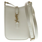 Saint Laurent Paris le Cassandra Leather Shoulder Bag Ivory