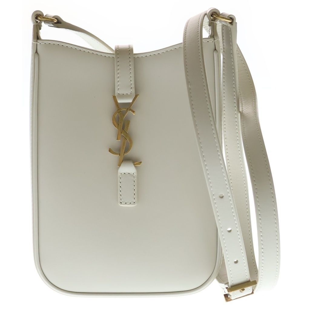 Saint Laurent Paris le Cassandra Leather Shoulder Bag Ivory