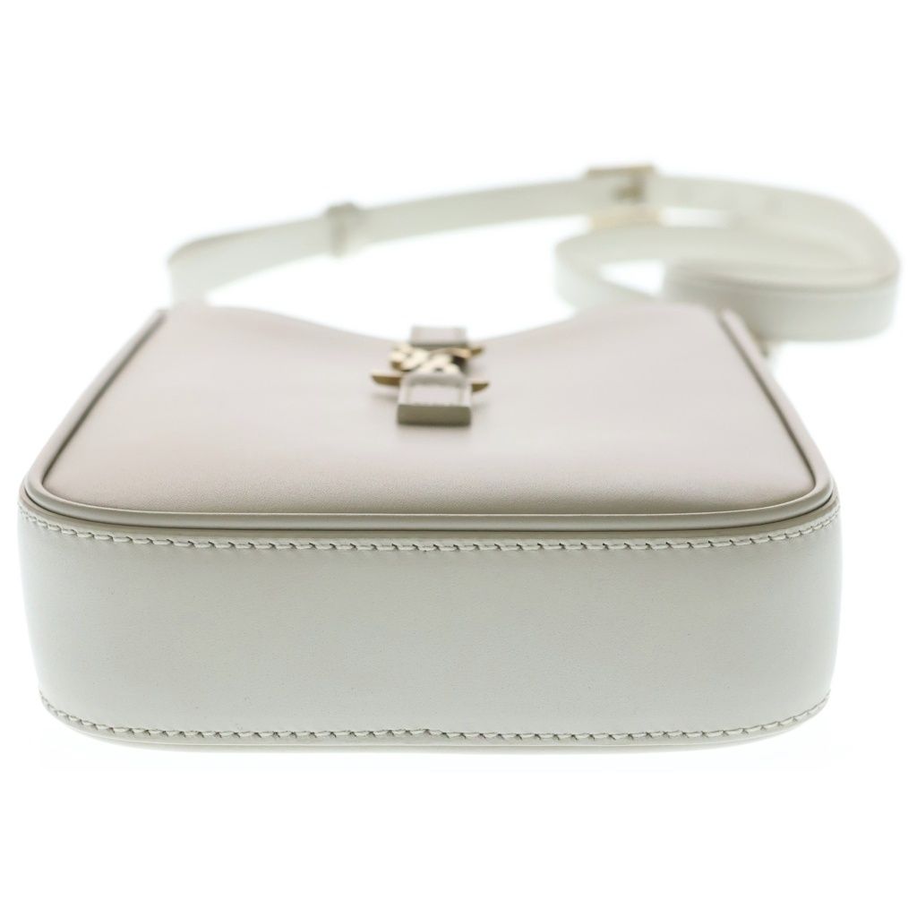 Saint Laurent Paris le Cassandra Leather Shoulder Bag Ivory — view 4