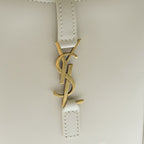 Saint Laurent Paris le Cassandra Leather Shoulder Bag Ivory — view 6