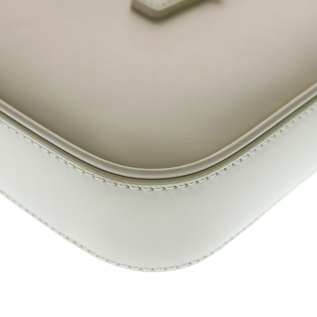 Saint Laurent Paris le Cassandra Leather Shoulder Bag Ivory — view 5