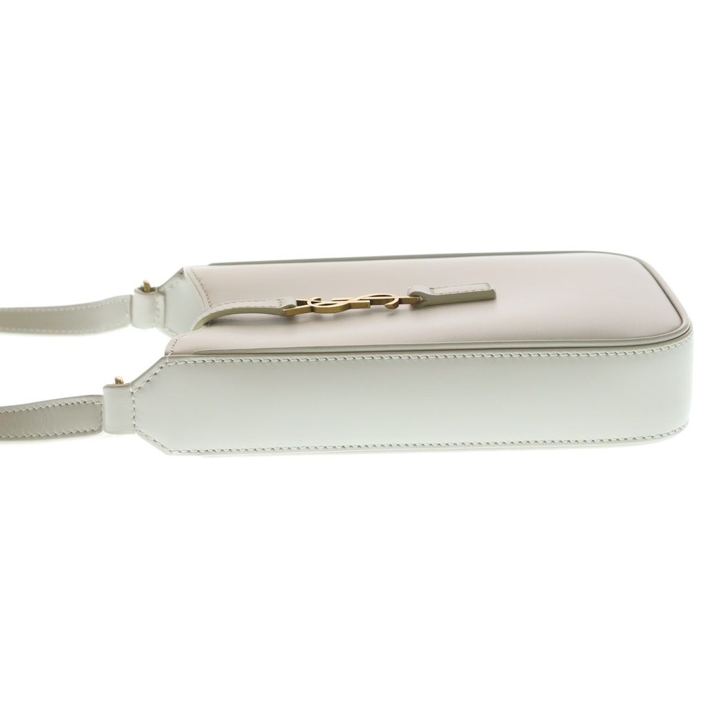Saint Laurent Paris le Cassandra Leather Shoulder Bag Ivory — view 3