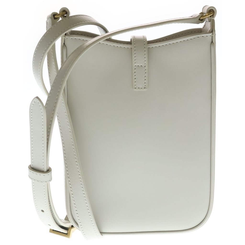 Saint Laurent Paris le Cassandra Leather Shoulder Bag Ivory — view 2