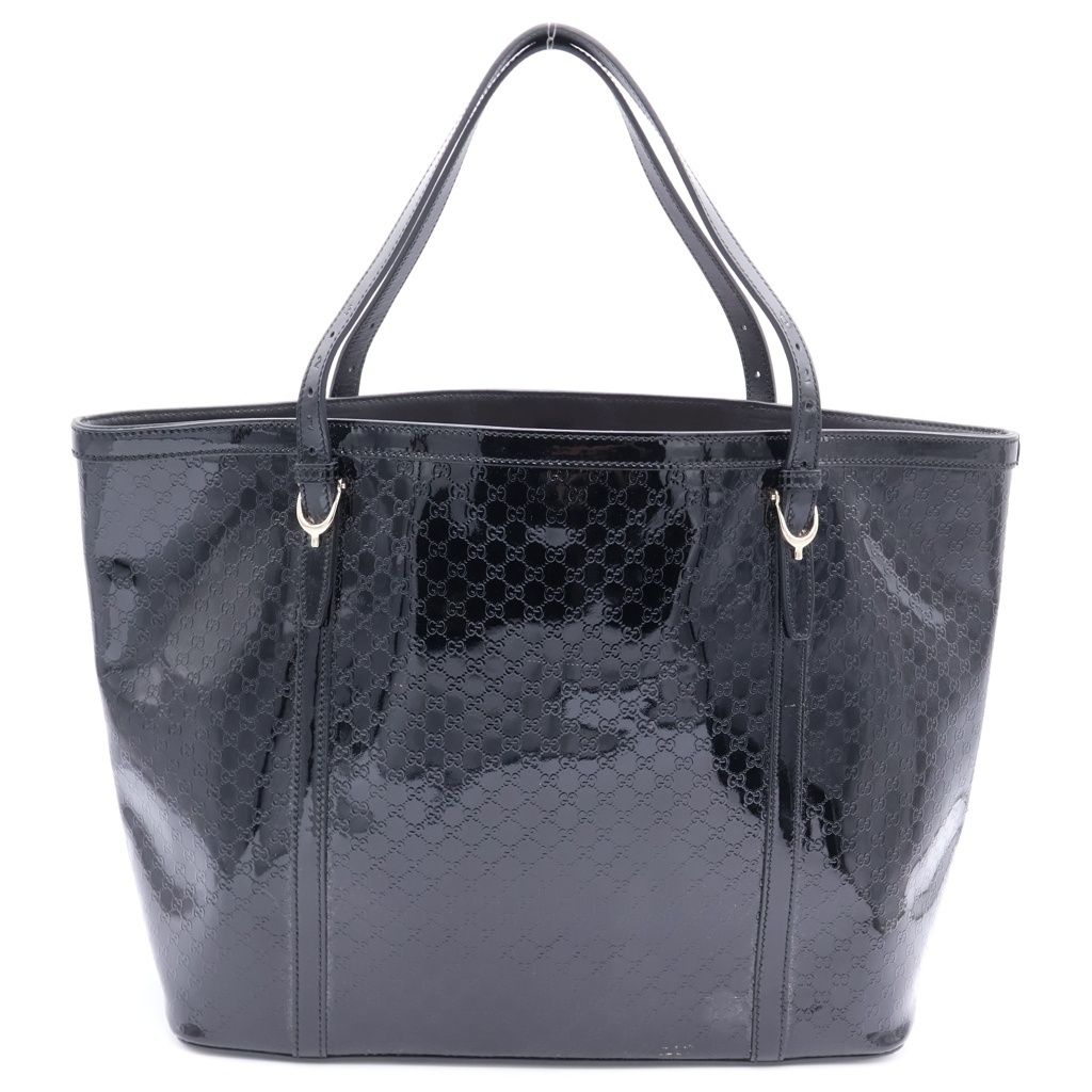 Gucci Micro Guccissima Tote Bag Black Enamel Gold — view 2