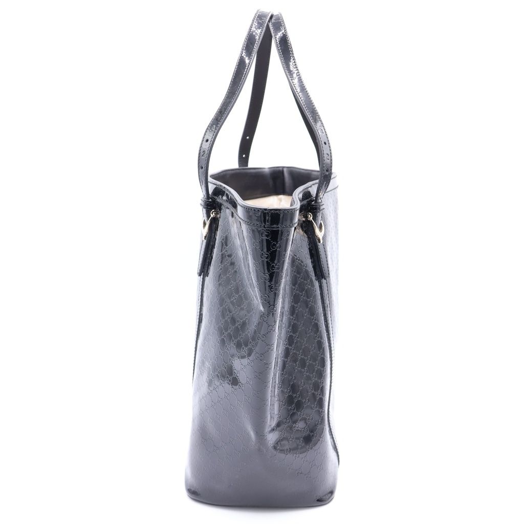 Gucci Micro Guccissima Tote Bag Black Enamel Gold — view 3