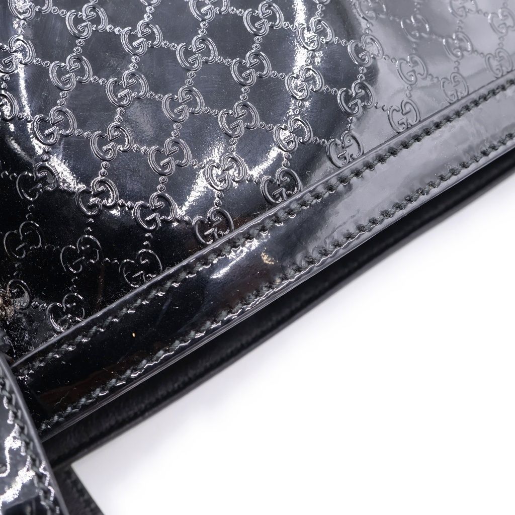 Gucci Micro Guccissima Tote Bag Black Enamel Gold — view 6
